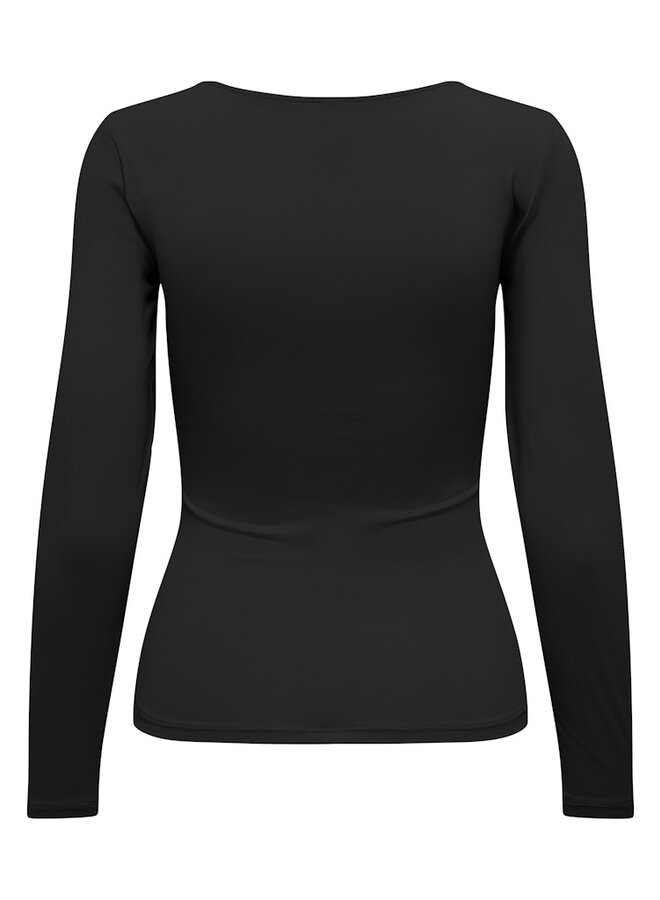Only T-shirt Long Sleeve Deep Neck 15302647 - Black