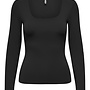 Only T-shirt Long Sleeve Deep Neck 15302647 - Black