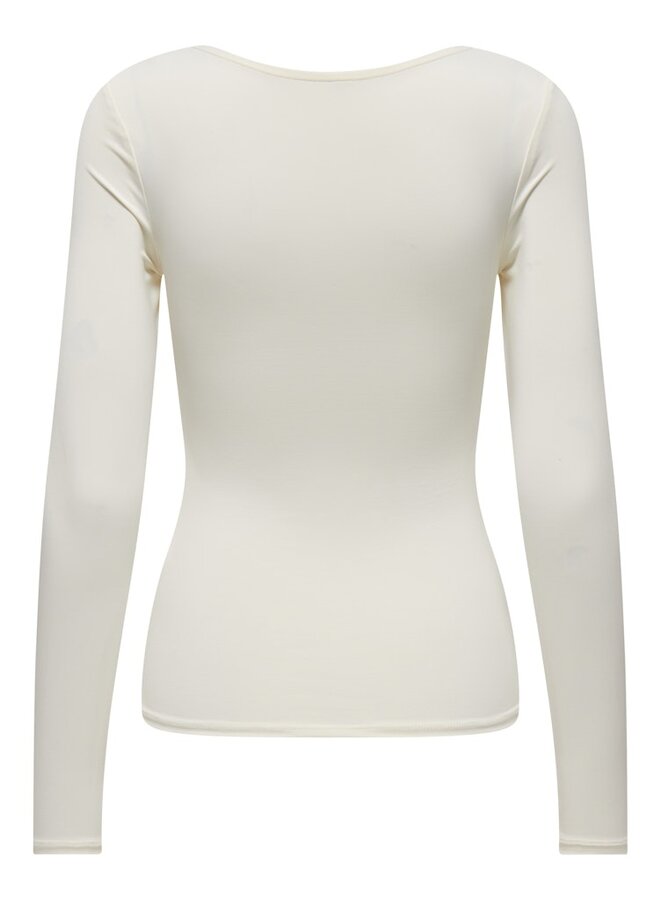 Only T-shirt Long Sleeve Deep Neck 15302647 - Cloud Dancer