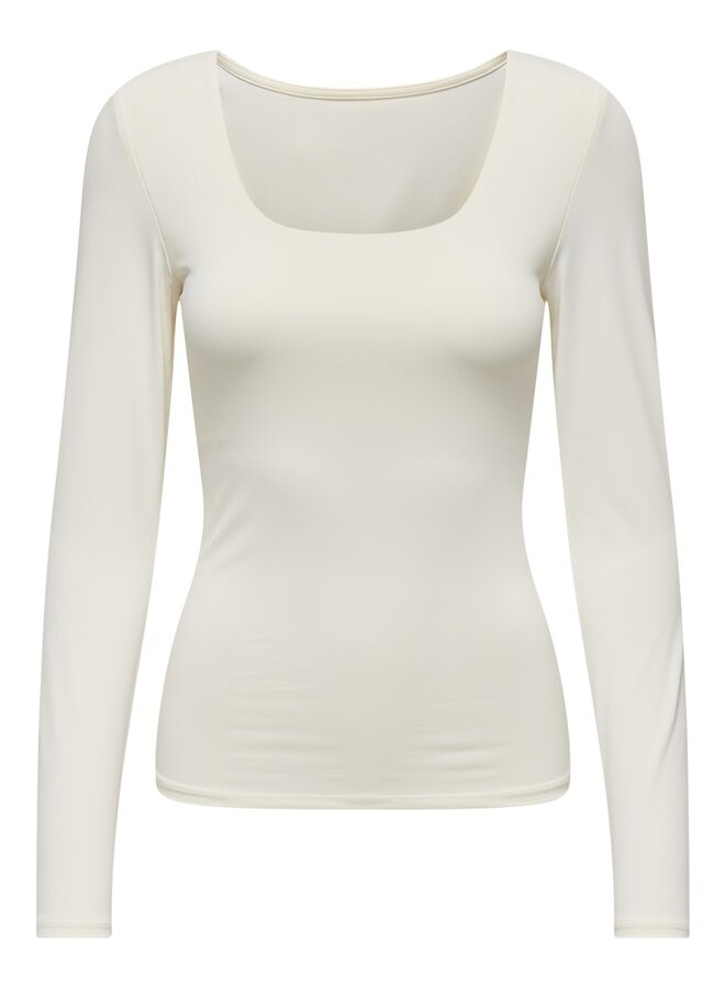 T-shirt Long Sleeve Deep Neck 15302647 - Cloud Dancer