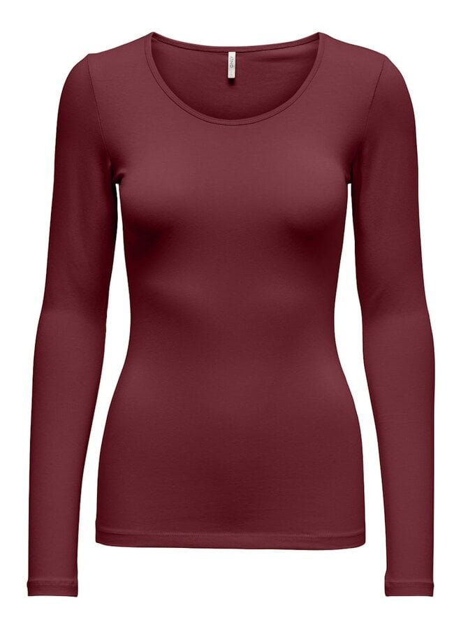 Only T-shirt Long Sleeve ONLLIVE 15204712 - Cabernet