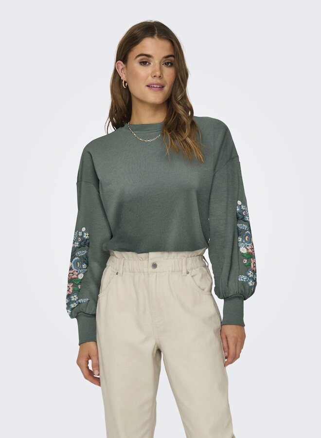 Only Trui Flower 15216364 - Balsam Green