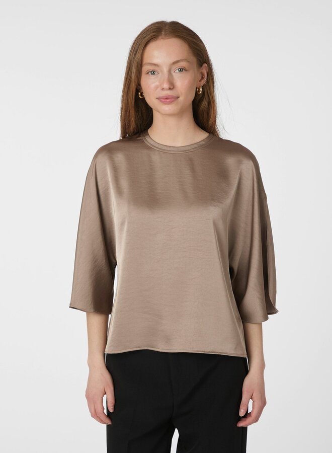 Neo Noir Satijnen Blouse Liora 165567 - 811 Dark Taupe