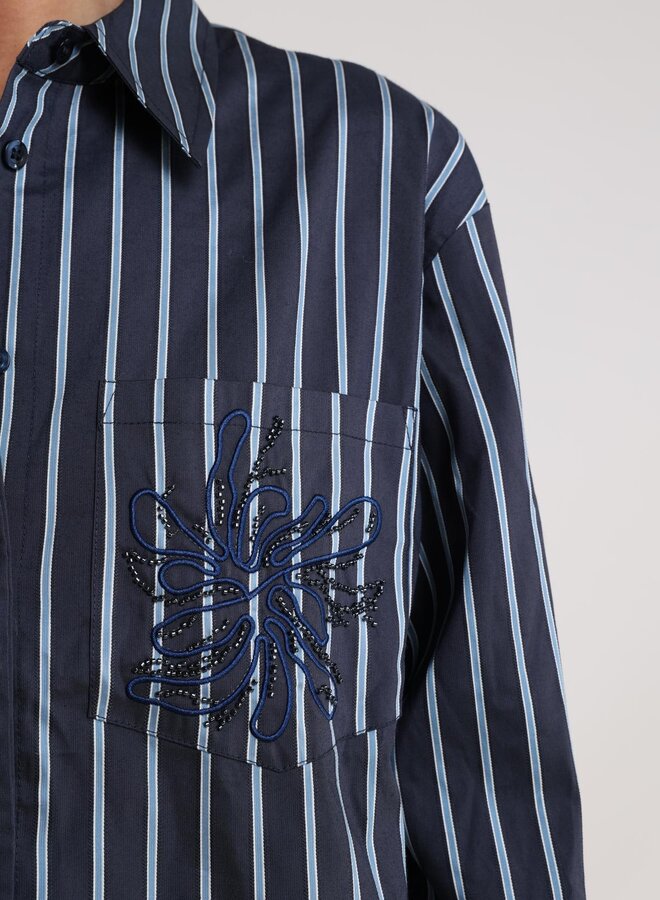 NUKUS Stripe Blouse Ariana NKF02071 - 280 Navy/Ice