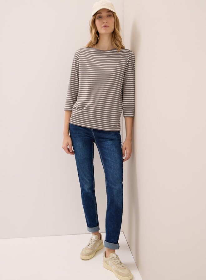 Cecil Shirt Basic Stripe Boatneck  27188 - Cocoa Taupe