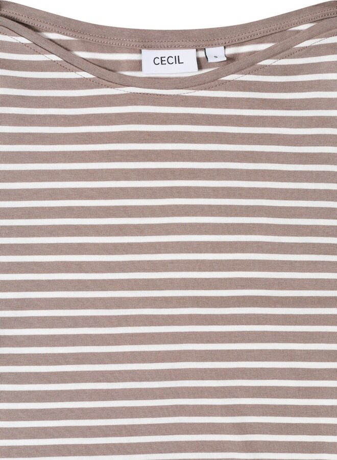 Cecil Shirt Basic Stripe Boatneck  27188 - Cocoa Taupe