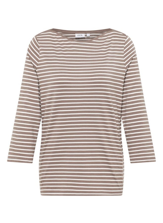 Cecil Shirt Basic Stripe Boatneck  27188 - Cocoa Taupe