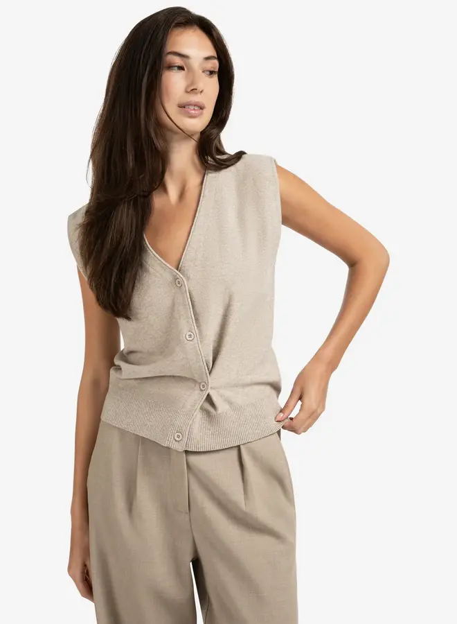 YAYA Gilet Met V-Hals 01-010120-508 - 99007 Sand Melange