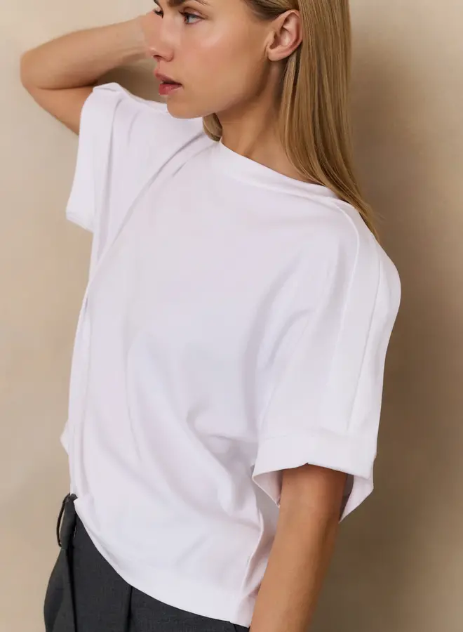 YAYA T-Shirt Met Voouwdetail 01-709312-508 - 00000 Pure White