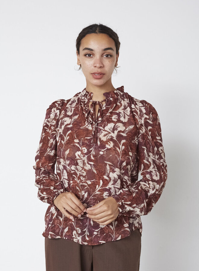 Blouse 19243 ELZA-LS3 - 810 Bordeaux Flower