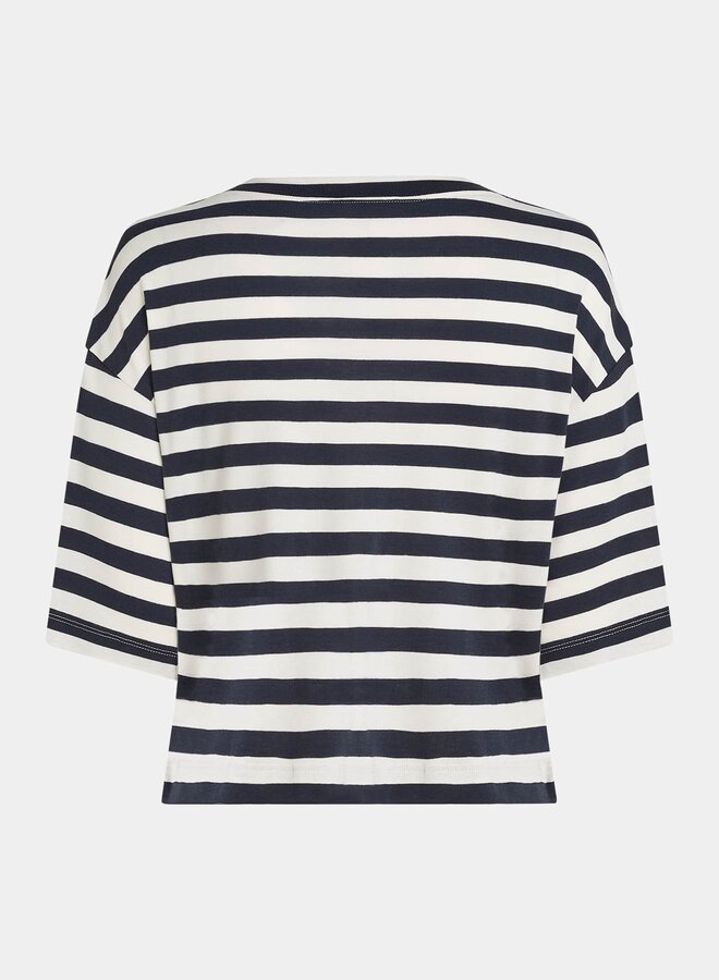 Penn&Ink Top W25T1188 - 55/05 Navy-Ecru