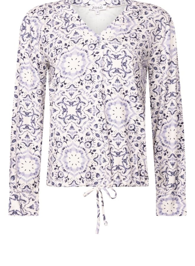 Zoso Top Lange mouw 254Tessa - 0005-0015 Offwhite/Blue
