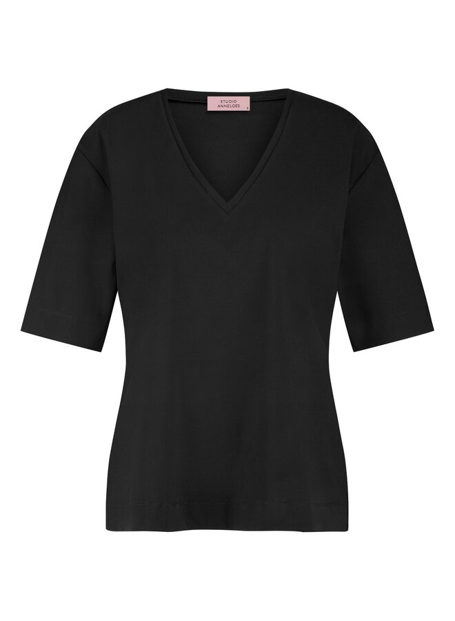Studio Anneloes T-Shirt Met V-Hals 94845 - 9000 Black