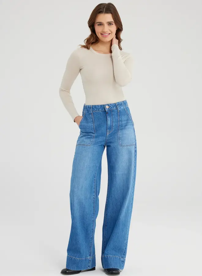 Cup of Joe Wide Leg Jeans Lili - Medium Blue
