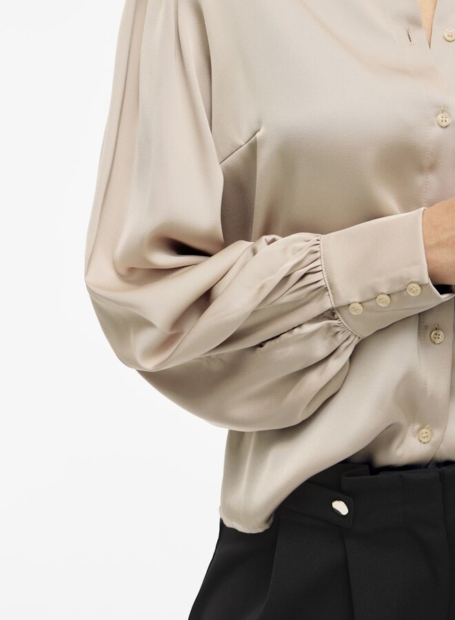 Vila Satijnen Blouse VIENNA 14107462 - Cement