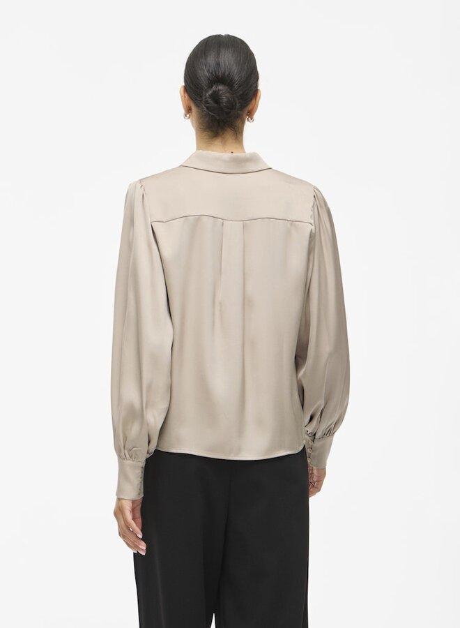 Vila Satijnen Blouse VIENNA 14107462 - Cement