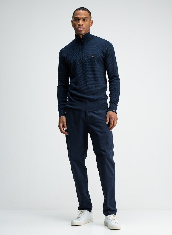 Butcher of Blue Structure Halfzip trui M2526003 - 890 Alaska Blue