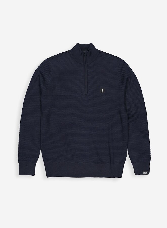 Butcher of Blue Structure Halfzip trui M2526003 - 890 Alaska Blue