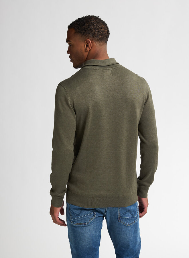 Petrol Half Zip Trui M-3050-KWC207 - 6174 Mossy Stone