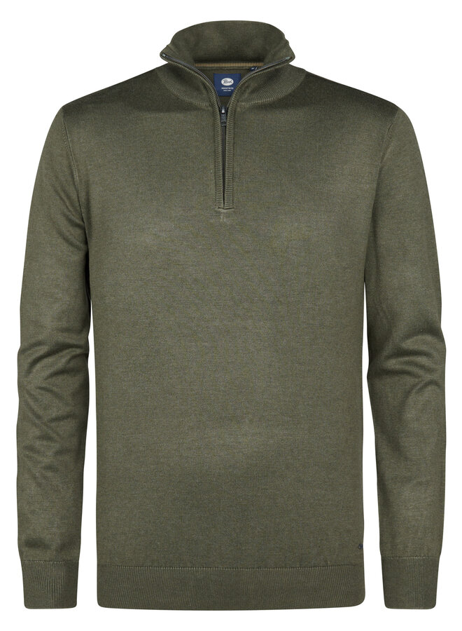 Petrol Half Zip Trui M-3050-KWC207 - 6174 Mossy Stone
