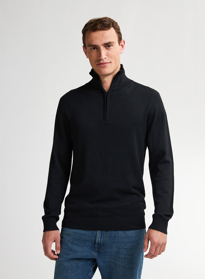 Petrol Half Zip Trui M-3050-KWC207 - 9111 Deep Black