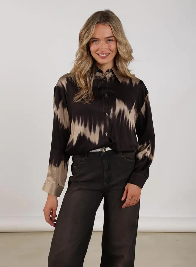 NUKUS Blouse Iris NKF02064 - 304 Sand/Dark Chocolate