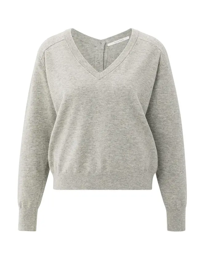 YAYA Trui Met V-Hals 01-000494-509 - 99018 Brownish Grey