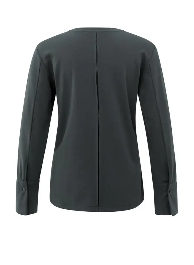 YAYA Longsleeve Met Splitdetail 01-709321-509 - 90205 Oyster Black