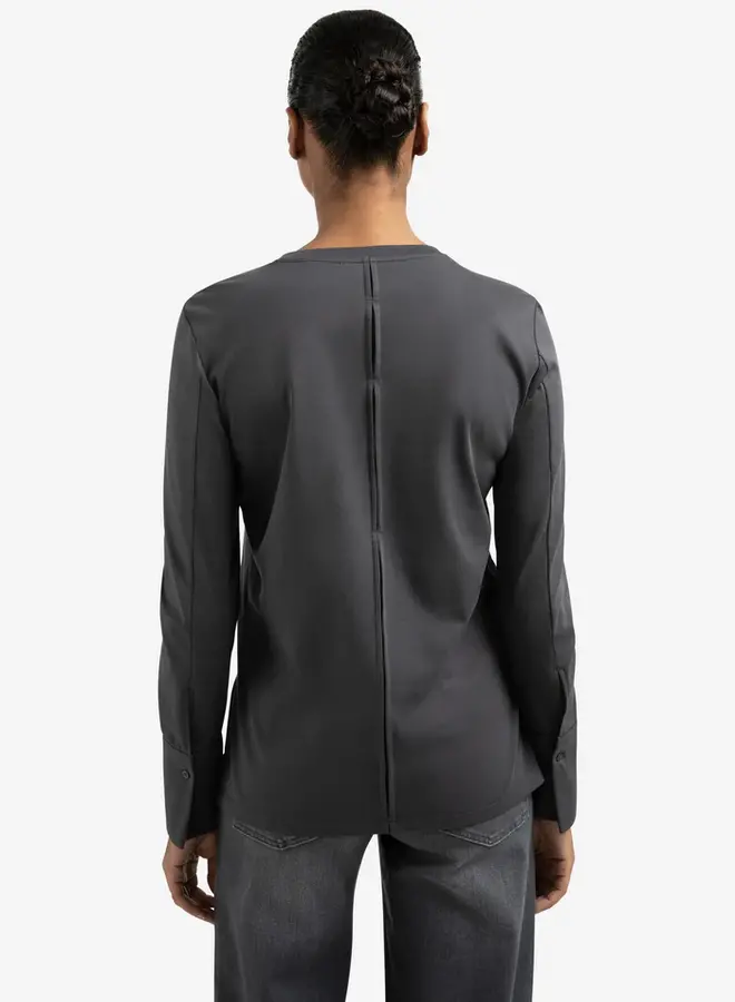YAYA Longsleeve Met Splitdetail 01-709321-509 - 90205 Oyster Black