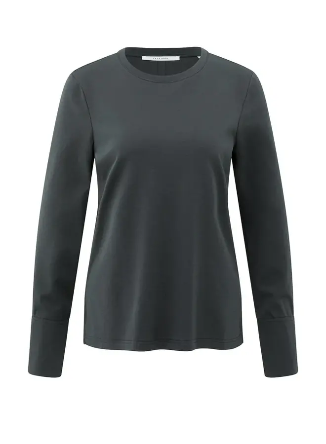 YAYA Longsleeve Met Splitdetail 01-709321-509 - 90205 Oyster Black