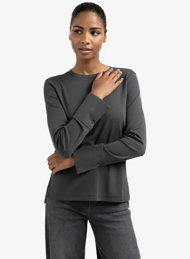 Longsleeve Met Splitdetail 01-709321-509 - 90205 Oyster Black