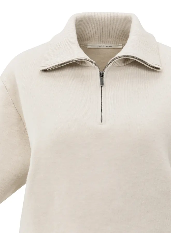 YAYA Half Zip Trui 01-000490-509 - 99005 Chalk White