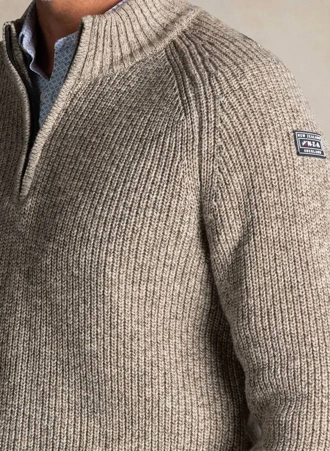 New zealand auckland Half zip trui 25HN411 - 1184 Warm Beige