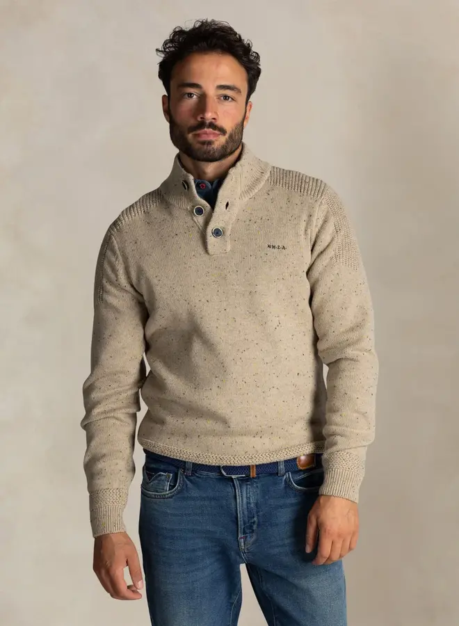 Half zip trui 25HN475 - 1184 Warm Beige