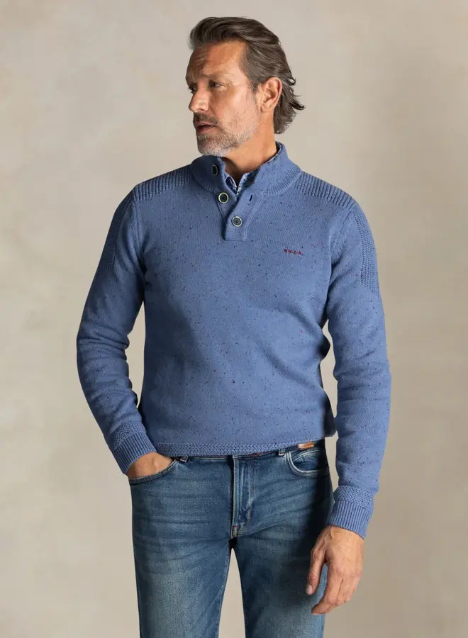 Half zip trui 25HN475 - 2619 Soft Blue M