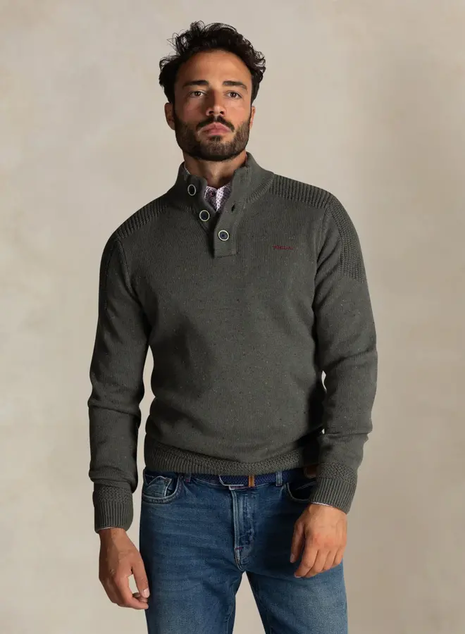 Half zip trui 25HN475 - 1764 Army Grey M