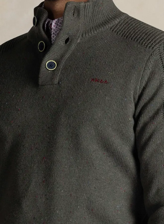 new zealand auckland Half zip trui 25HN475 - 1764 Army Grey M