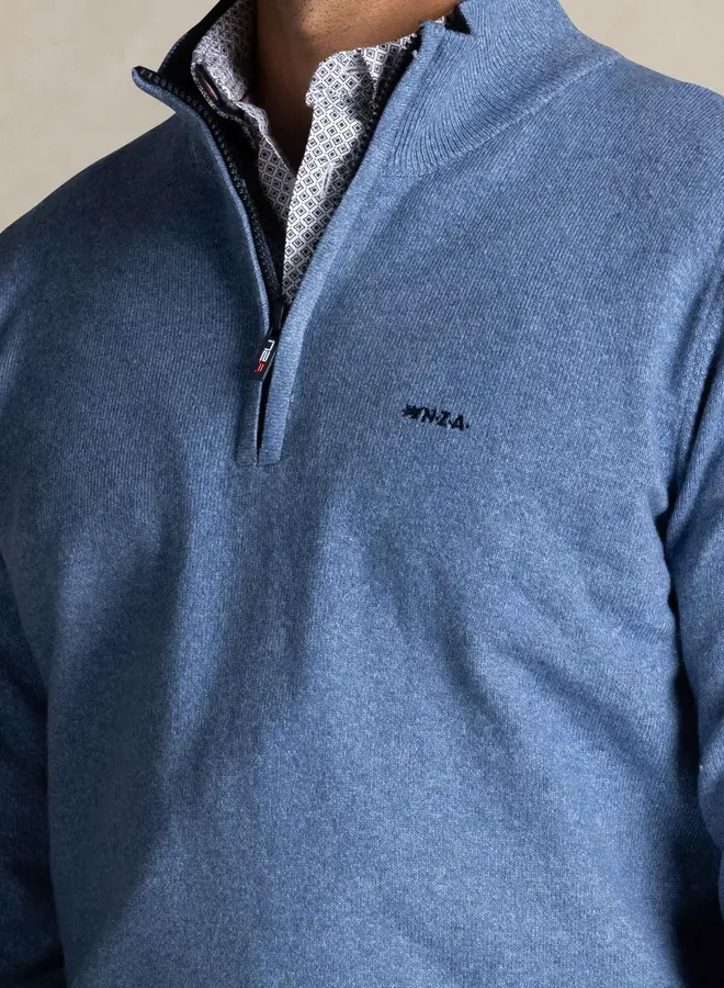 new zealand auckland Half zip trui 25HN414 - 2619 Soft Blue M