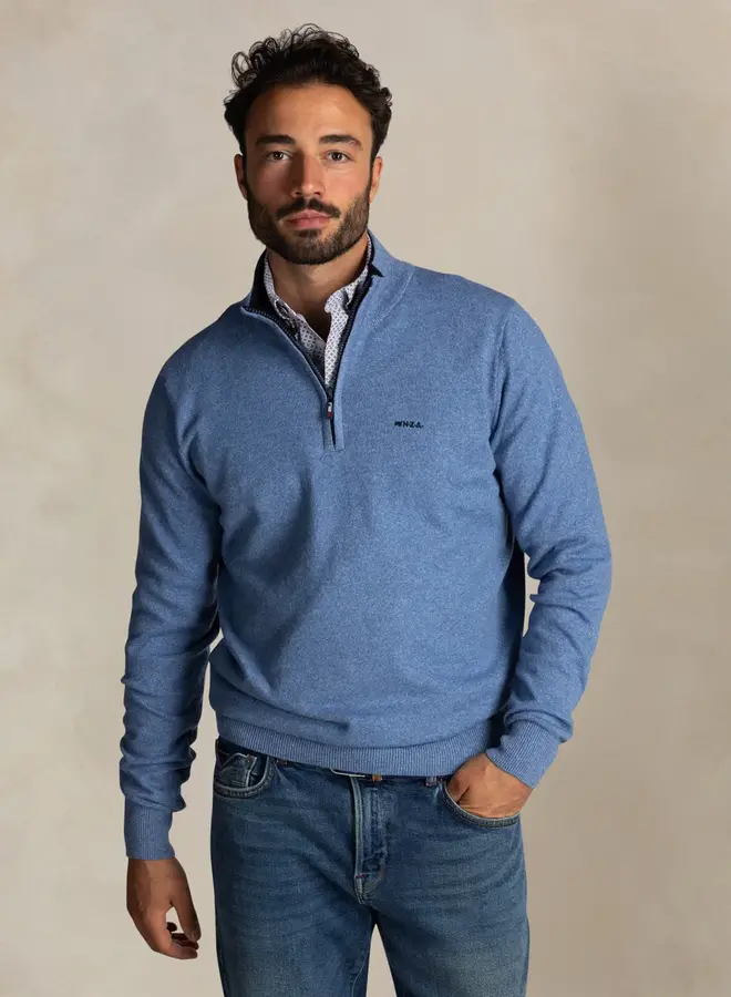 Half zip trui 25HN414 - 2619 Soft Blue M