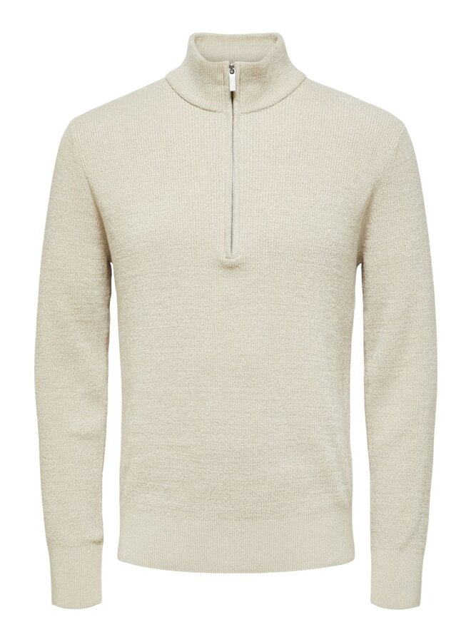 Selected Homme Half Zip Trui 16087985 - Oatmeal