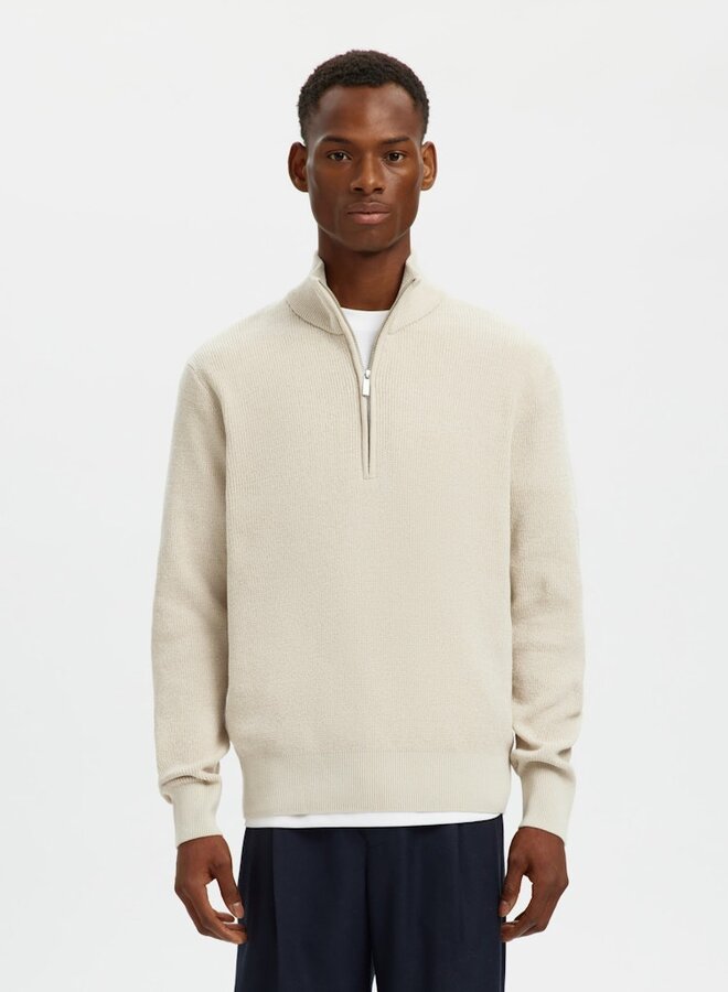 Selected Homme Half Zip Trui 16087985 - Oatmeal