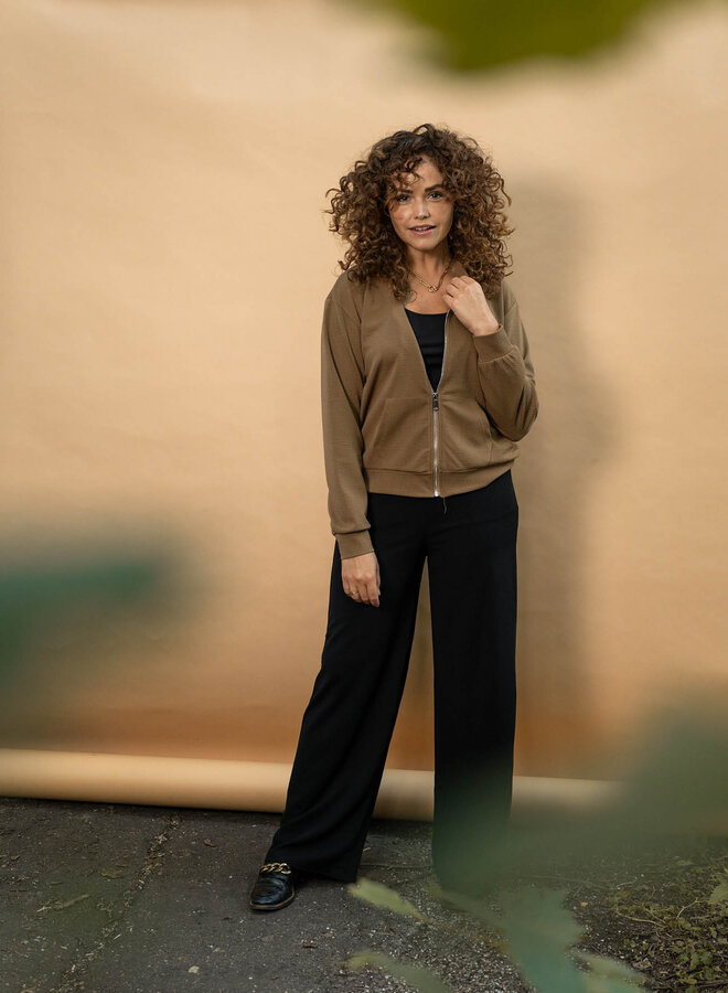 FOS Fashion Wijde Pantalon 7195 Bentha - 001 Zwart