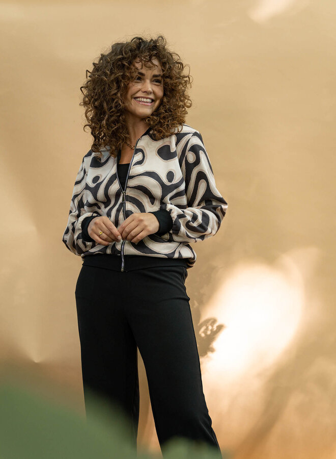 FOS Fashion Wijde Pantalon 7195 Bentha - 001 Zwart