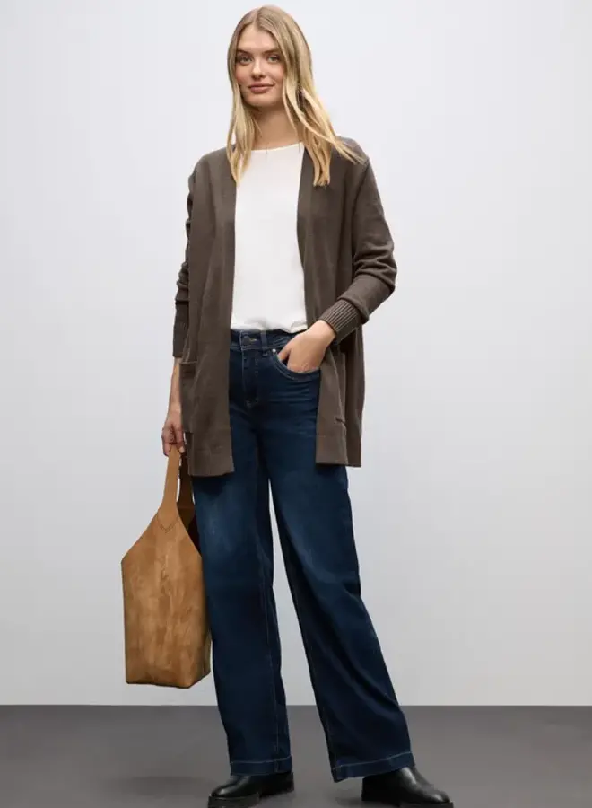 Openvallend vest Cosy Open Cardigan - 17142 Dark Nomad Brown Mel
