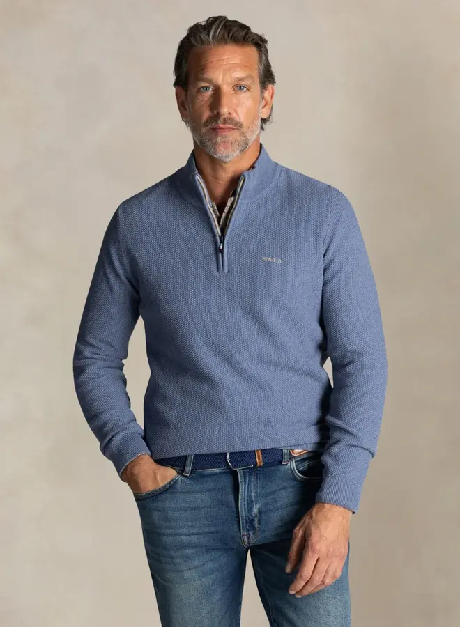 new zealand auckland Half zip trui  25HN478 - SOFT BLUE MELANGE