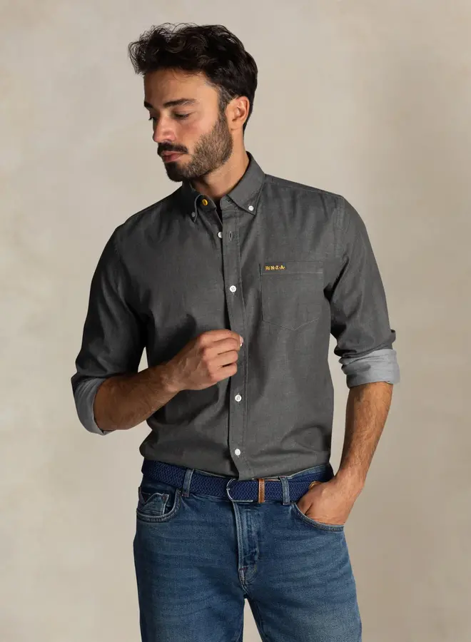 new zealand auckland NZA Overhemd 25HN500 - BOTTLE GREEN MELANGE