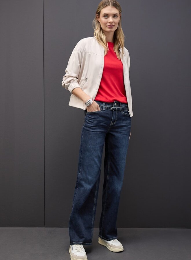 Street One Wide Leg Jeans Met Riem A379746 17420 - Dark Blue Washed