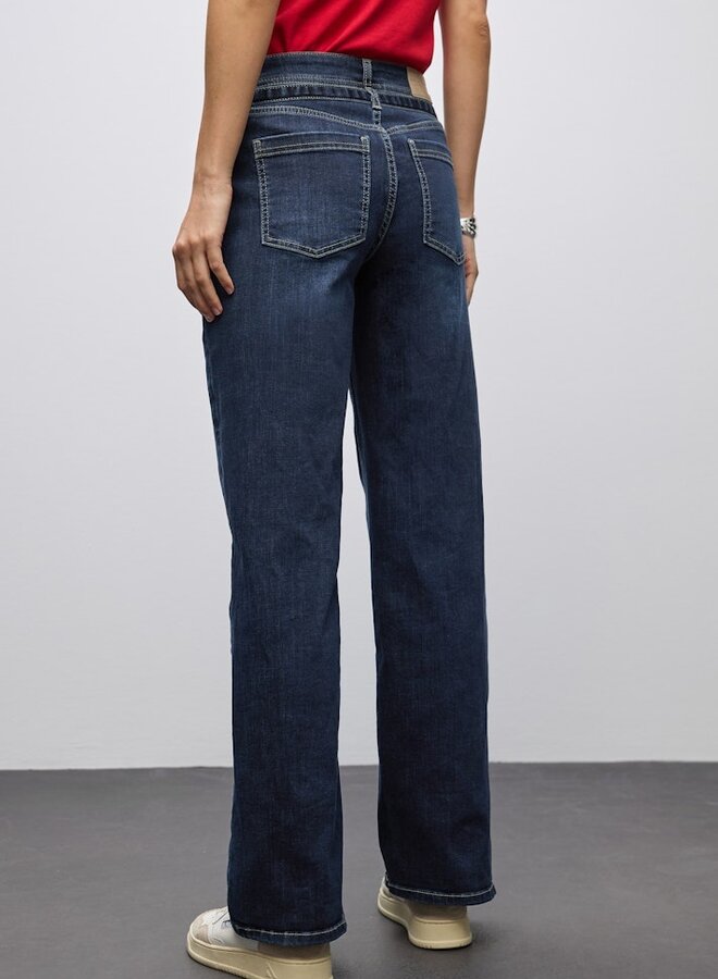 Street One Wide Leg Jeans Met Riem A379746 17420 - Dark Blue Washed