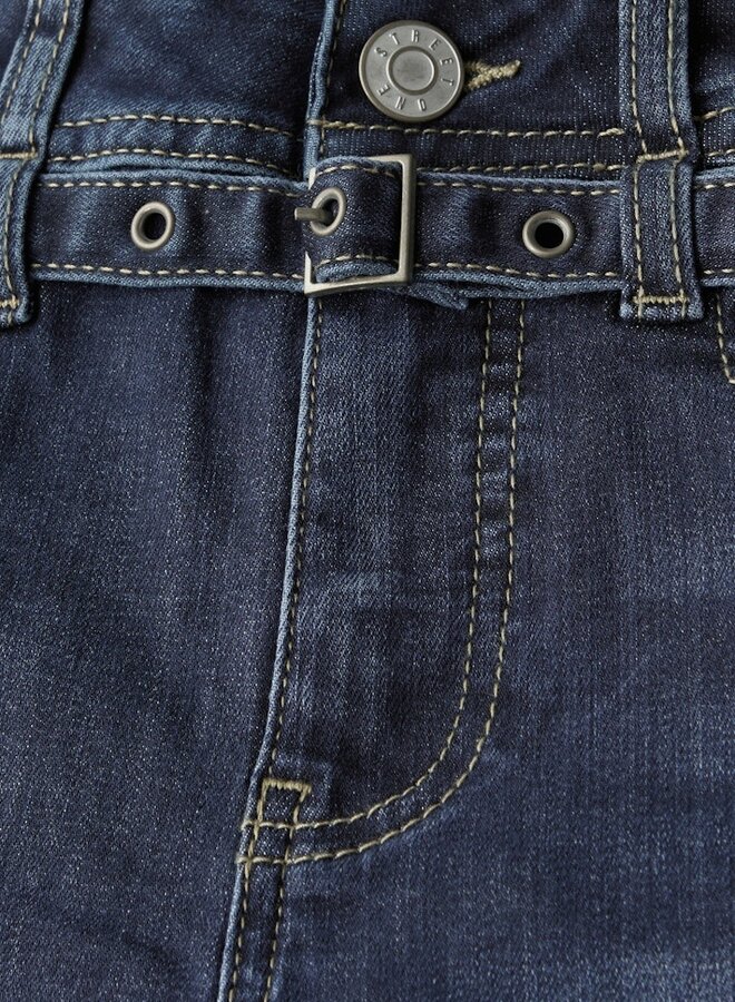 Street One Wide Leg Jeans Met Riem A379746 17420 - Dark Blue Washed