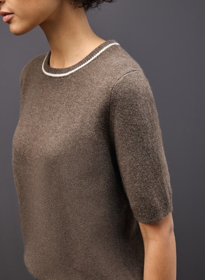 Sweater Korte Mouw A303477 - Dark Nomad Brown Mel